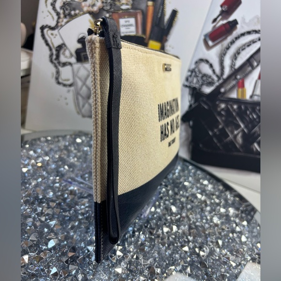 kate spade+ Disney STORYBOOK "Imagination Has No Age" canvas clutch EUC - Picture 7 of 13